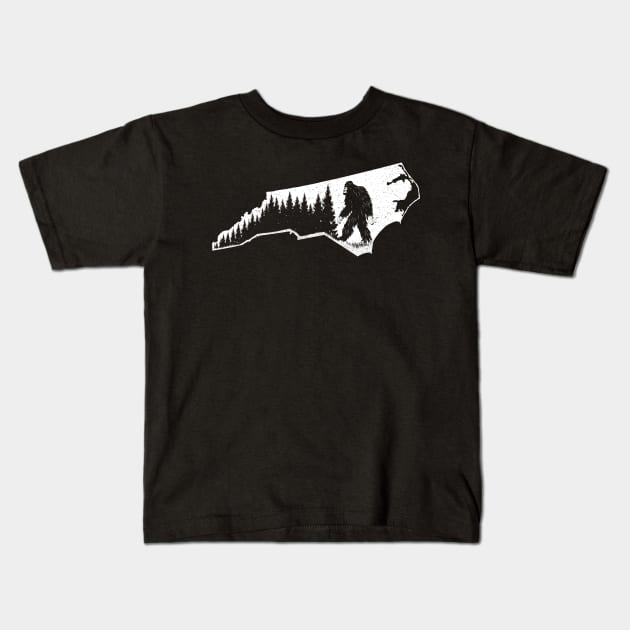 North Carolina Bigfoot Kids T-Shirt by Tesszero